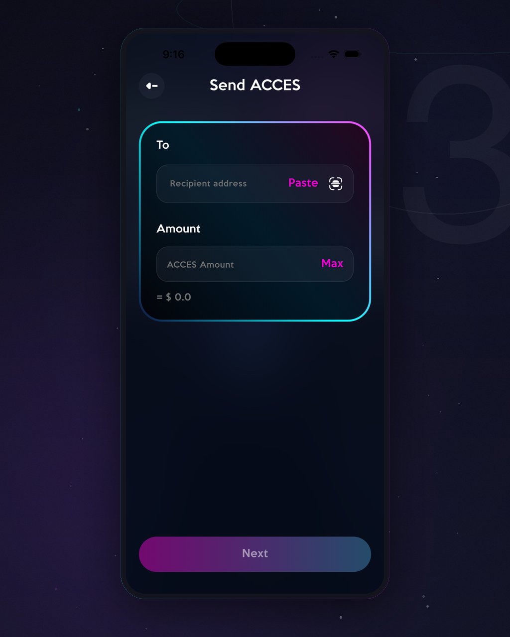 Metacces Wallet — multi-chain send flow